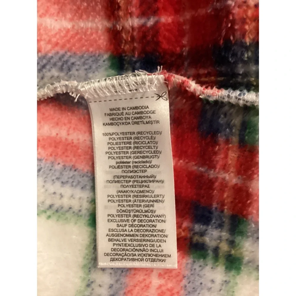 Lauren Ralph Lauren‎ Womens Red Plaid Fleece Robe LRL Crest Belted Large
